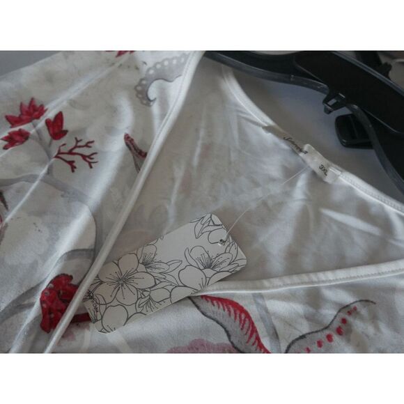 Women's Light Gray & Red Floral V-Neck Maxi Dress 2XL #2034-A3 - Picture 7 of 8